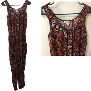 Poetry brown orange Aztec print sleeveless long Jumpsuit
